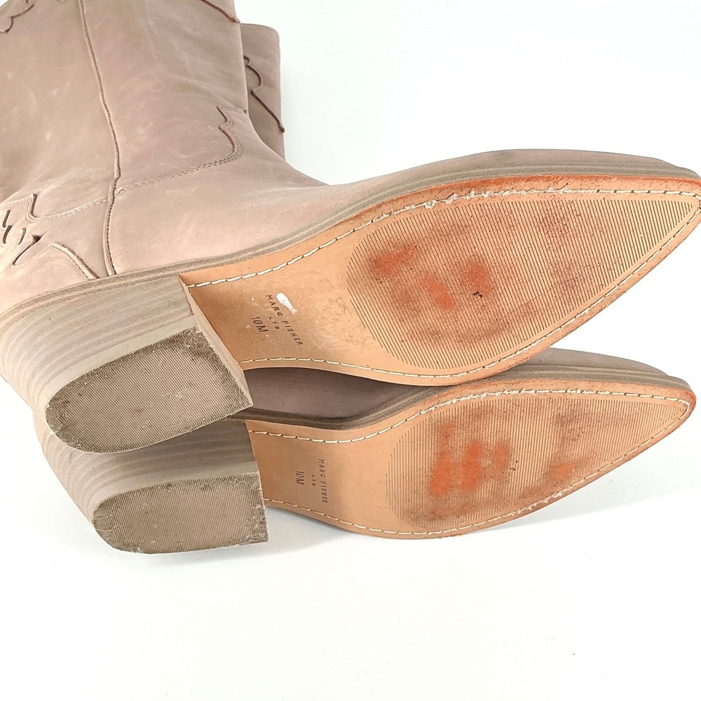 Marc Fisher LTD Size 10 READ Hilaria Tan Leather Western Cowboy Boots Pointed - Picture 9 of 15